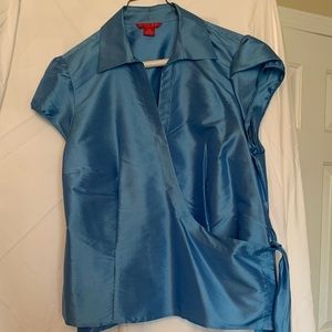 Blue silk Wrap blouse